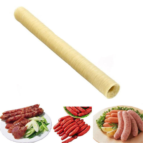 ECYC Edible Collagen Casings Dry Pig Sausage Casing Tube for Sausage Maker Machine,14m28mm
