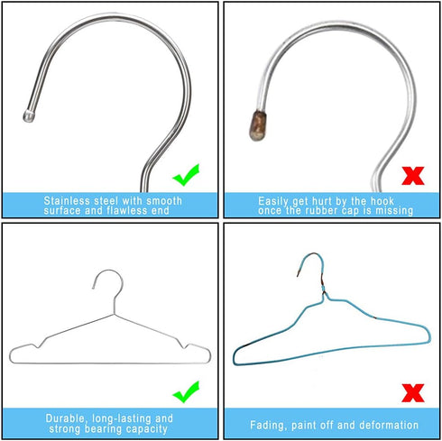 Seropy Coat Hangers, 10 Pack Heavy Duty Stainless Steel Hangers with Non Slip Grooves, 16.5 Inch Ultra Thin Metal