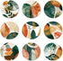 ANATTASOUL Coasters Set of 9 Abstract Art Plants Pattern Colorful Wooden Coasters