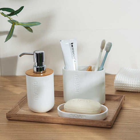 Bamboo Electric Toothbrush Holders, 2 Pack Bathroom Storage Organizer for Toothpaste, Floss, Razor, Countertop