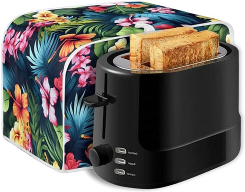 Tropical Floral Hibiscus 2 Slice Toaster Cover, Plus Size Dust Cover for Microwave Oven, Hawaii Island Style Flowers