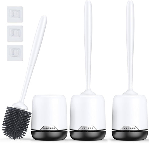 Lefree Toilet Brush Set with Ventilated Holder - 3 Packs, Silicone Toilet