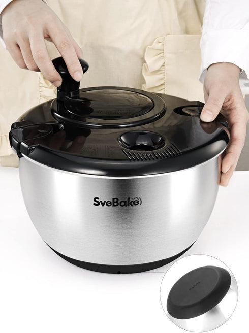 Stainless Steel Salad Spinner, Large Vegetable Washer with 4.2 Qts Bowl, Lettuce Cleaner and Dryer