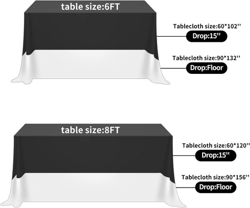 Fokitut 6 Pack Rectangle Tablecloth, 60x102 Inch, Stain Resistant Polyester Table Cover for Kitchen Dining