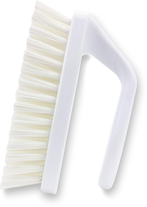 SPARTA Scrub Brush with Iron Shaped Handle and Stiff Bristles, Heavy Duty Scrubber Brush for Kitchen, Bathroom, Shower, Tile, Sink, Carpet and Bakepans, Polypropylene, 6 Inches, White