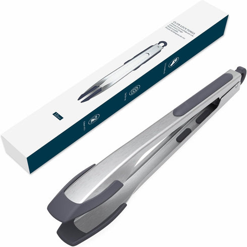 KITCHENDAO 12 Inch Tongs for Cooking with Silicone Tips, One-Handed Convenience, Soft-Touch Handle for Non-Stick