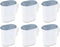 Sterilite 6-Pack Plastic Pitcher Water Jug Drink Dispenser with Blue Atoll Lid and Tab, Clear Base, Grip Handle for