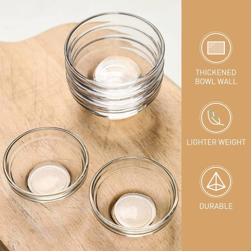 Stackable Glass Bowls for Cooking - Clear Cups for Baking, Food Prep, Serving, Storage - Set of 12 (S, Fl Oz, 3)