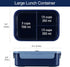 Caperci Classic Bento Box Adult Lunch Box, 47 oz Leakproof 3-Compartment Container for On-the-Go Eating, Navy Blue