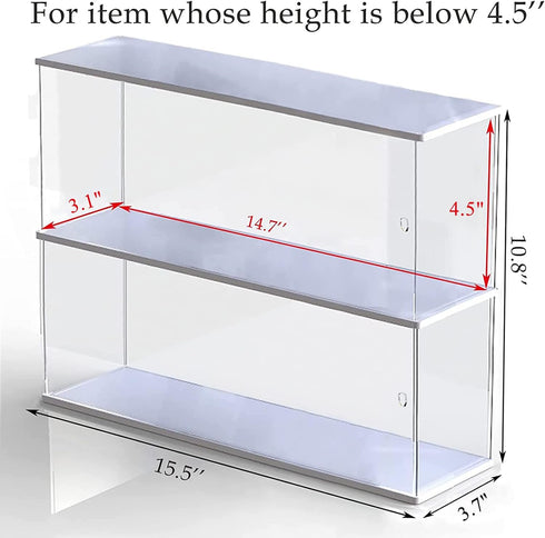 ELEpure 2 15.55" 3.78" 10.8" Clear Acrylic Display Shelf Case for Mini Funko Pop, Wooden Display Stand for POP MART