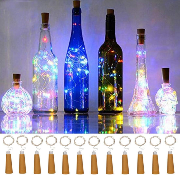 Wine Bottle String Lights, 12 Pack 20 LEDs AAA Battery Powered Multicolor Cork Stopper Lights for DIY Decorations