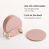 Set 6, Set CASEGRACE Drink Coasters with Metal Holder Stand of PU Leather Absorbent Coasters with Cork Base Table