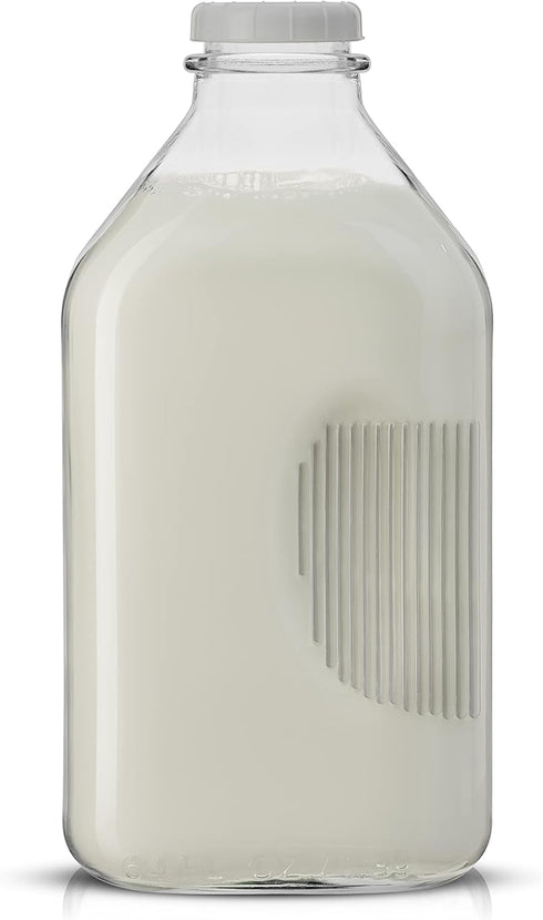 64 Oz, 3 Pack JoyJolt Glass Milk Bottles with Lids and Pourer Airtight Heavy Duty Reusable Glass Bottles, Leakproof