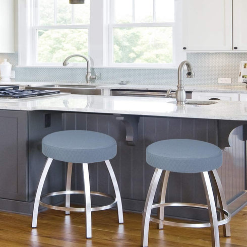 Dia.16-18" Blue-1 Count BUYUE Bar Stool Covers, Luxury Fabric Round Crease-Resistant Stretchy Washable Jacquard
