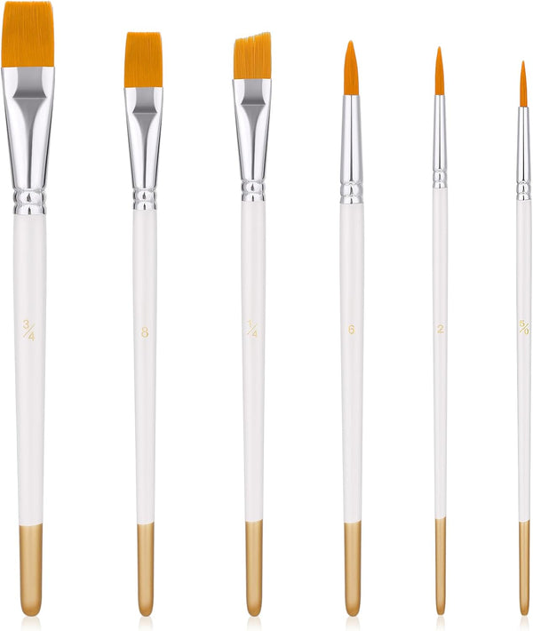Cake Painting Brushes, 6Pcs Food Paint Brush with White Pole Nylon Hair for Cake Decorating, DIY Multifunction Cookie