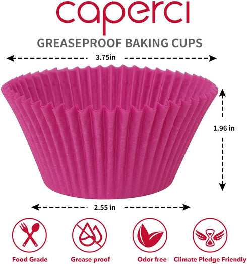 Caperci Bright Rainbow Jumbo Cupcake Liners Extra Large Muffin Baking Cups 300-Count, Odorless, Upgraded & Food Grade Grease-Proof Paper by Caperci