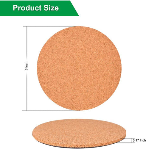 6" Cork Coasters, Round Cork & Plastic Plant Saucers for Gardening, Absorbent Cork Mat for Drinks, Set of 2