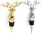 2 Packs Deer Wine Stoppers - Reusable Alloy Wine Bottle Accessories for Home Bar or Party (Silver + Gold)