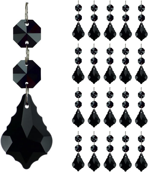 20pcs Crystal Maple Leaf Chandelier Prisms Replacement Pendant Connected Glass Octagon Beads