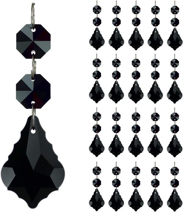 20pcs Crystal Maple Leaf Chandelier Prisms Replacement Pendant Connected Glass Octagon Beads