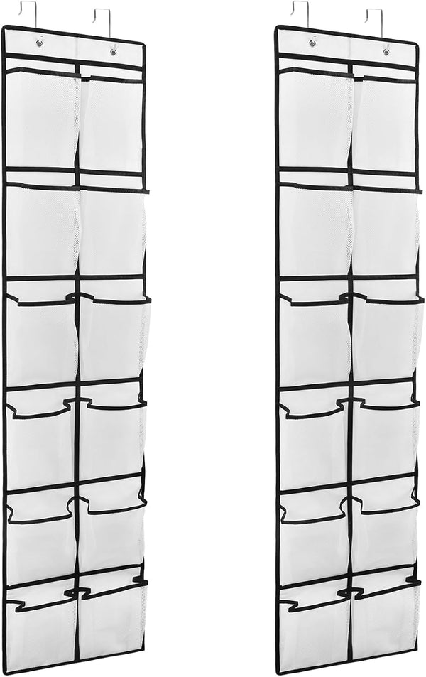 2PK 12 Large Pockets Over Door Hanging Shoe Organizer