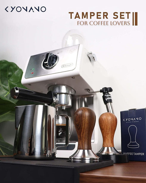 KYONANO Espresso Tamper 51mm with Dalbergia Odorifera Handle, Coffee Tamper with Free Milk Frothing Pitcher