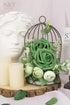 N&T NIETING 25pcs Artificial Roses Foam Flowers with Stems for DIY Cake Decoration, Army Green