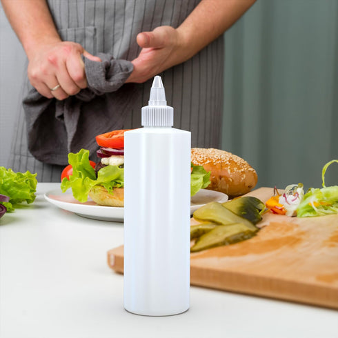 12 OZ 2 PACK BRIGHTFROM Condiment Squeeze Bottles, Empty Squirt Bottles, Clear Twist Top Cap, Leak Proof - Great