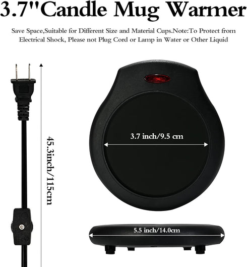 2Pcs ASAWASA Candle Warmer Plate and Mug Warmer for Large Jar, Safely Releases Scents Without a Flame, Keeps Coffee Tea