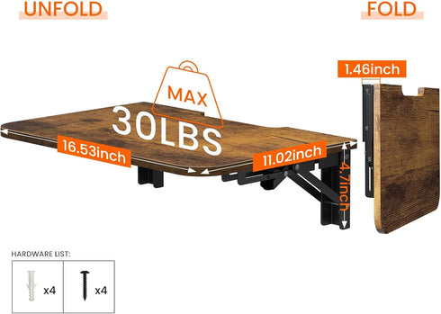 16.5 11 Inches, Homode Projector Shelf for Wall, Foldable Floating TV Shelf, Wall Mount DVD Shelf with Heavy-Duty