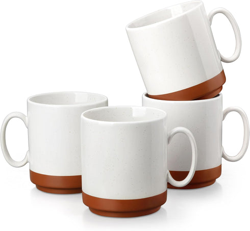 MALACASA 16oz Ceramic Coffee Mugs Set of 4, Stackable Coffee Cups with