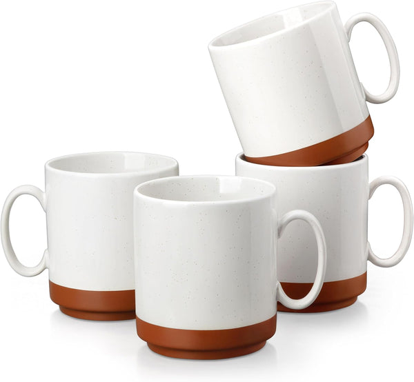MALACASA 16oz Ceramic Coffee Mugs Set of 4, Stackable Coffee Cups with