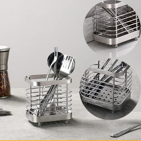 Kitchen Utensil Holder - Stainless Steel Sink Utensil Drying Caddy, Rust-Proof Cutlery Organizer for Kitchen Utensils