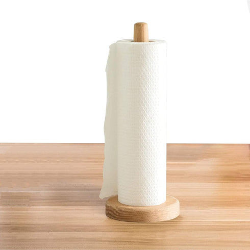 Wooden Paper Towel Holder, Countertop Standing Organizer for Kitchen and Dining Table, Roll Dispenser