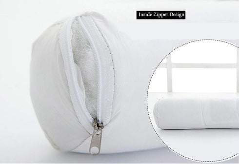Alibo 18.9" x 3.9" Gray Bolster Neck Round Roll Support Bed Pillow with Washable Pillowcase for Pain Relief