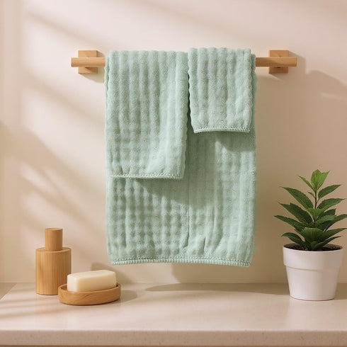 COZYART Sets 8 3D Set 2 2 2 2 Lint Free Towel Pcs Sage Green, Thick, Super Soft, Absorbent & Quick Dry Microfiber