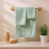 COZYART Sets 8 3D Set 2 2 2 2 Lint Free Towel Pcs Sage Green, Thick, Super Soft, Absorbent & Quick Dry Microfiber