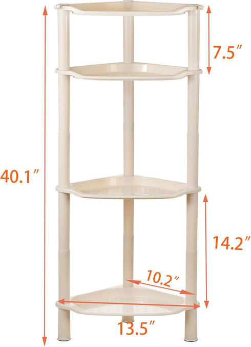 4 13.5X 10 33.5 Inches, 4 Tier Shower Caddies, Organizer Shelf Corner, Plastic Shower Rack Stands for Bathroom, Storage
