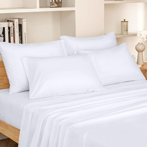 HOMEIDEAS Queen Size Bed Sheets - 6 Piece Set (White) Extra Soft Brushed Microfiber Bedding