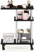 Furinno C-Shaped Rolling Side Table with Open Shelves - Americano & Stainless Steel