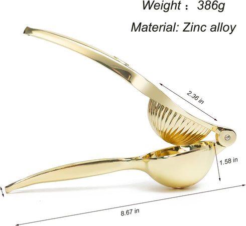 Agirlvct Heavy Duty Zinc Lemon Squeezer, Manual Juicer for Fresh Small Oranges Limes, Home Kitchen Accessories (Gold)