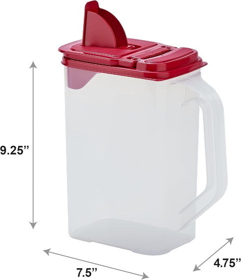 Buddeez Flour and Sugar Container, 4 Quart Kitchen Organization Unit, Large Food Storage Container with Red Lid