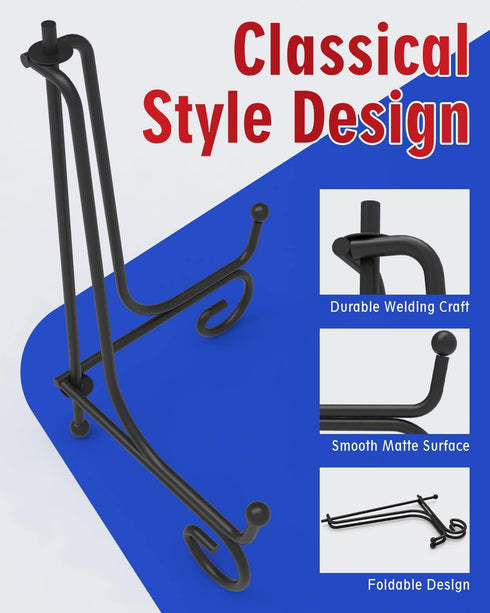 Iron Display Stand 10 Packs, 6 Inches Photo Stand for Display, Black Foldable Easel for Artwork
