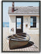 Stupell Industries Boat On Boardwalk Painting - Tranquil Coastal Boathouse Art, 11 x 14, Black Framed