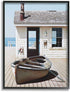 Stupell Industries Boat On Boardwalk Painting - Tranquil Coastal Boathouse Art, 11 x 14, Black Framed