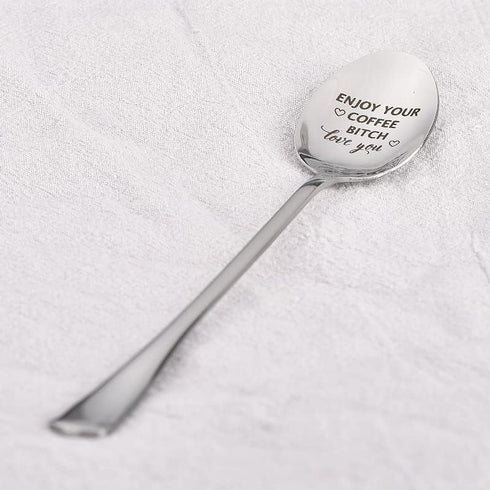 Coffee Spoon Gifts for Husband Wife - Birthday Gift for Bf, Girlfriend, Bestie, Enjoy Your Coffee Love You Spoon