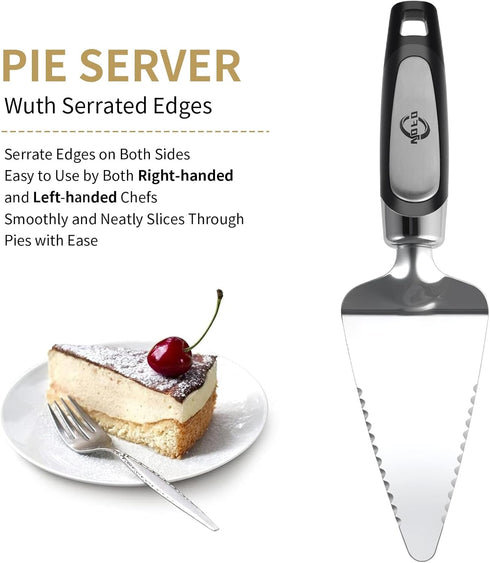 Flatware Pie Server, Stainless Steel Cake Pizza Cutter, Black