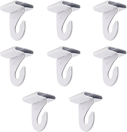 8 Pair Heavy Duty White Drop Ceiling Hooks for Hanging, Metal T-Bar Hooks, Ceiling Clips for Home Classroom Office
