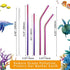 VEHHE Reusable Straws Set - 8 Multi Color Stainless Steel Straws with Cleaning Brush (Rainbow, 8.5 inch + 10.5 inch)