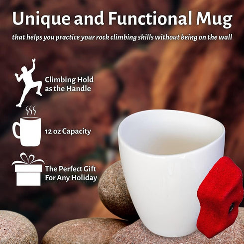 Dubbs Hardware Rock Climbing Mug, Climber Hold Mug for Mountain Climbing Accessories and Gifts, Black